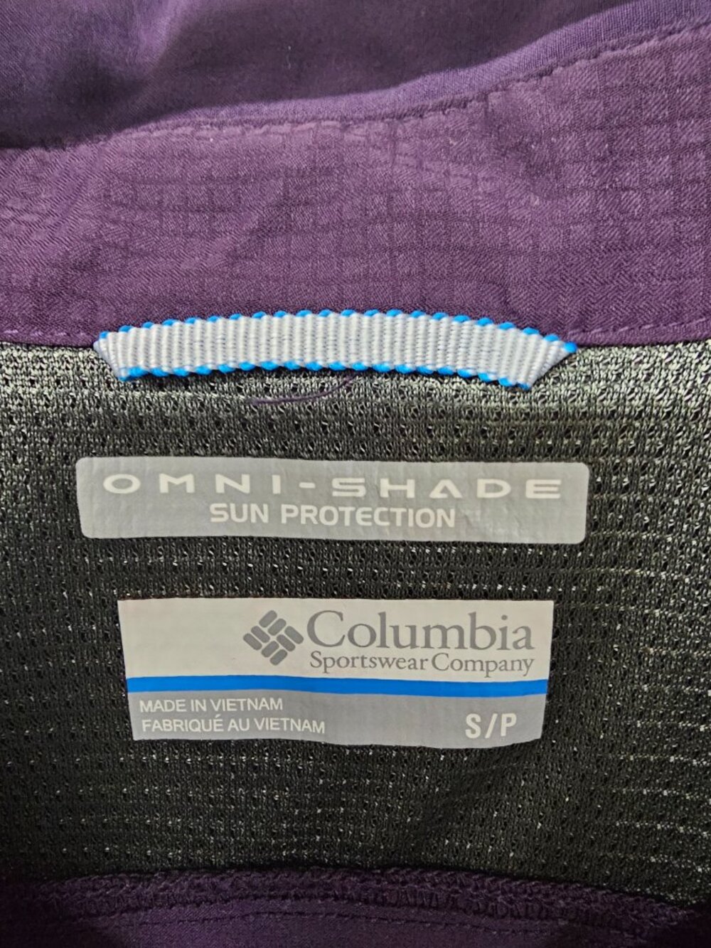 Columbia Omni-Shade Blouse Purple Button Up Roll Tab Gorpcore S - Picture 9 of 12